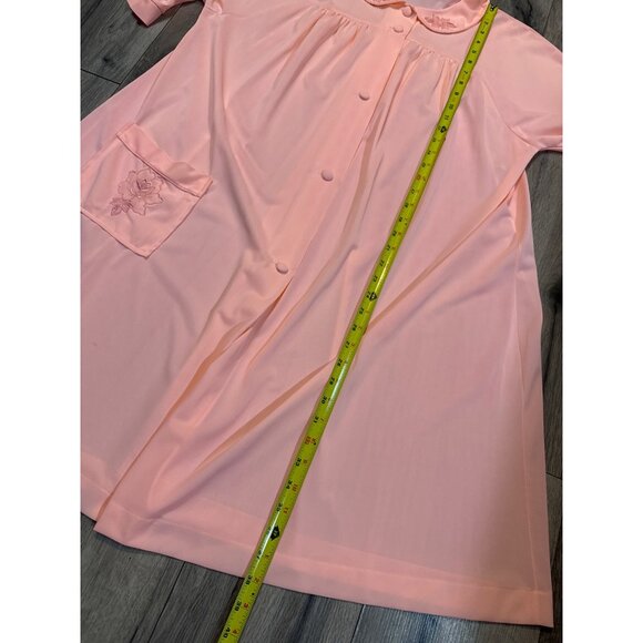 Vintage Loraine Lingerie Large Light Pink Button-Down Nightgown Floral Embroider - Picture 5 of 11